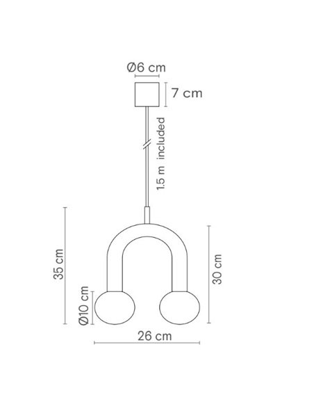 Lámpara colgante Rigoberta Super-curved – Robin – Lámpara decorativa tipo bola, Acabado negro mate