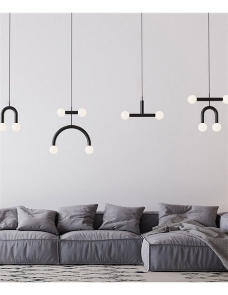 Lámpara colgante Rigoberta Trio – Robin – Diseño tipo bola, 2 luces G9, acabado negro mate