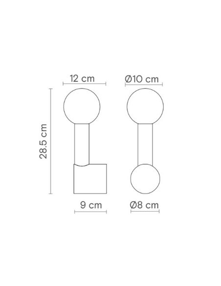 Aplique de pared Rigoberta Direct Mono – Robin – Lámpara de pared minimalista tipo bola, Disponible en 2 acabados