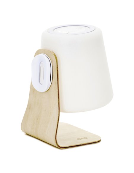 Lámpara de mesa portátil Ibar - Novolux Lighting Exo - Madera de haya, apta para exterior