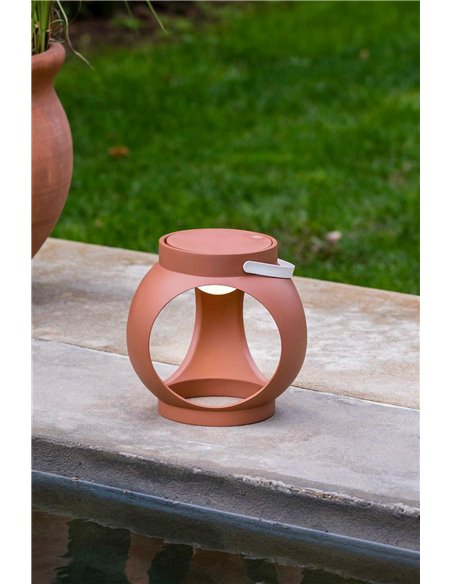 Lámpara portátil recargable Candela - Faro - Lámpara de exterior regulable, acabado terracota