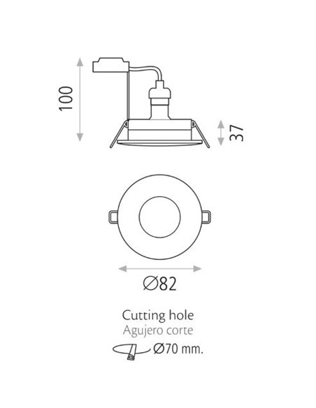 Downlight Hera - ACB - Foco empotrable LED Ø 8.2 cm, IP54