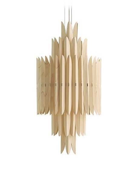 Lámpara colgante Voliere - LZF – Diseño artesanal y sofisticado, estructura de chapa de madera en blanco natural