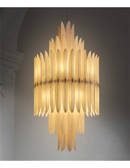 Lámpara colgante Voliere - LZF – Diseño artesanal y sofisticado, estructura de chapa de madera en blanco natural