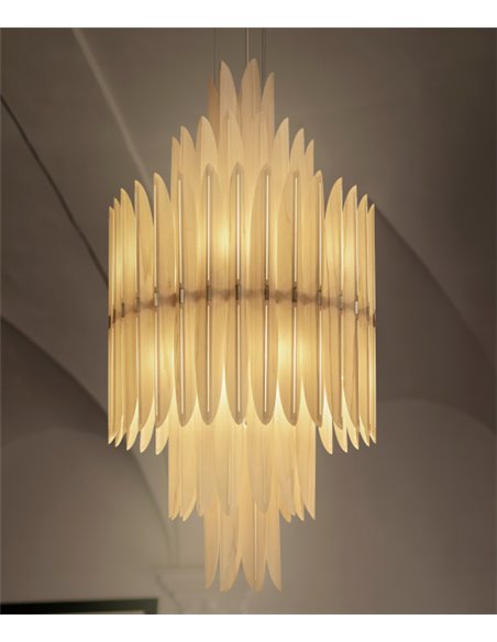 Lámpara colgante Voliere - LZF – Diseño artesanal y sofisticado, estructura de chapa de madera en blanco natural