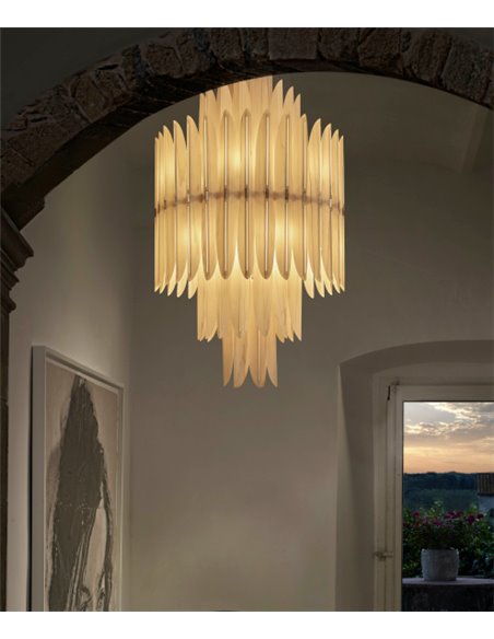 Lámpara colgante Voliere - LZF – Diseño artesanal y sofisticado, estructura de chapa de madera en blanco natural