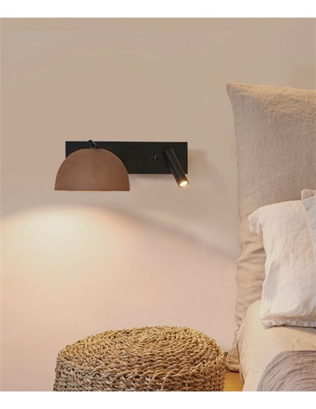 Aplique de pared Absis – Luxcambra – Lámpara con lector, diseño horizontal, lámpara de cerámica LED 