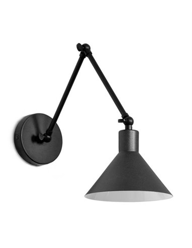 Aplique de pared Capuchina – Luxcambra – Brazo articulable, acabado negro