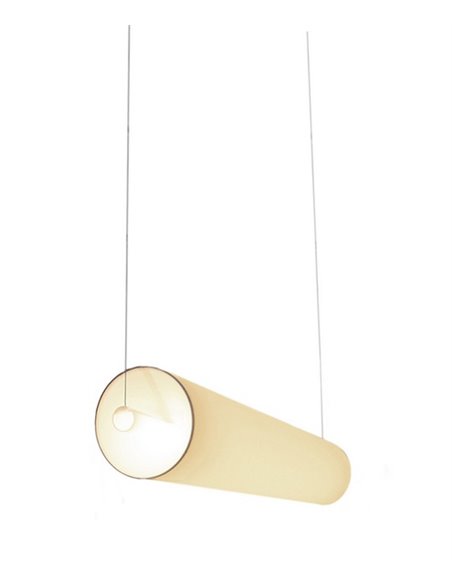 Lámpara colgante Barceloneta Horizontal – Luxcambra – Diseño horizontal 110 cm, pantalla de pergamino o encintada