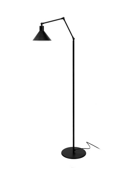 Lámpara de pie Capuchina – Luxcambra – Estilo industrial negro, lámpara articulable
