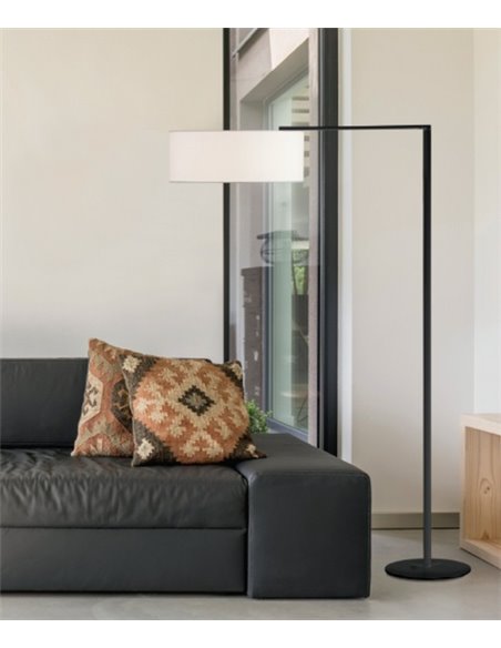 Lámpara de pie Matrix – Luxcambra – Diseño moderno con brazo articulado, Pantalla cotonet en blanco o gris, altura: 140 cm