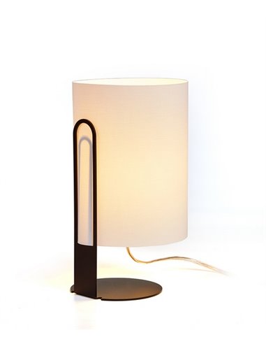 Lámpara de mesa Clipam – Luxcambra – Pantalla de cotonet en blanco o gris, acabado negro