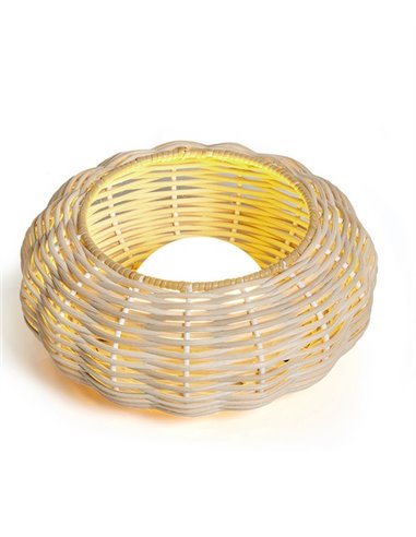 Lámpara portátil Niuet – Luxcambra – Pantalla de mimbre trenzado a mano, lámpara de exterior LED