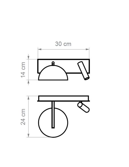 Aplique de pared Absis – Luxcambra – Lámpara con lector, diseño horizontal, lámpara de cerámica LED 