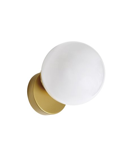 Aplique de pared Lymington – Luxcambra – Lámpara tipo bola, acabado dorado, Ø 14 cm