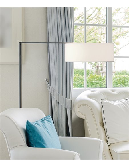 Lámpara de pie Matrix – Luxcambra – Diseño moderno con brazo articulado, Pantalla cotonet en blanco o gris, altura: 140 cm