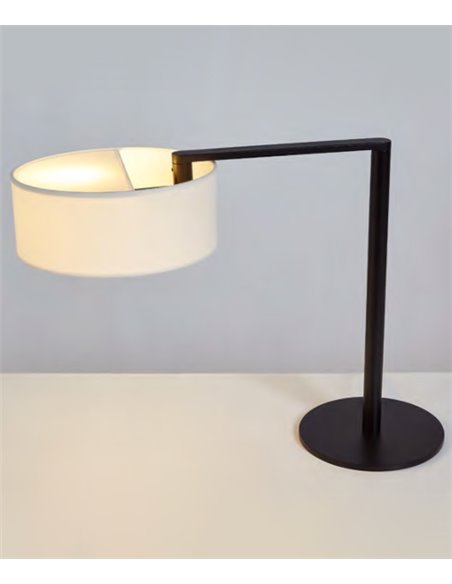 Lámpara de mesa Matrix – Luxcambra – Pantalla de cotonet blanco con giro horizontal
