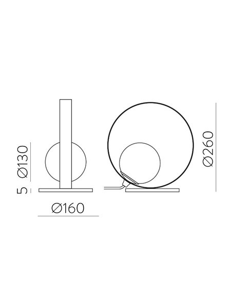 Lámpara de Mesa Halo - ACB - Lámpara bola de mesa dorada y blanca