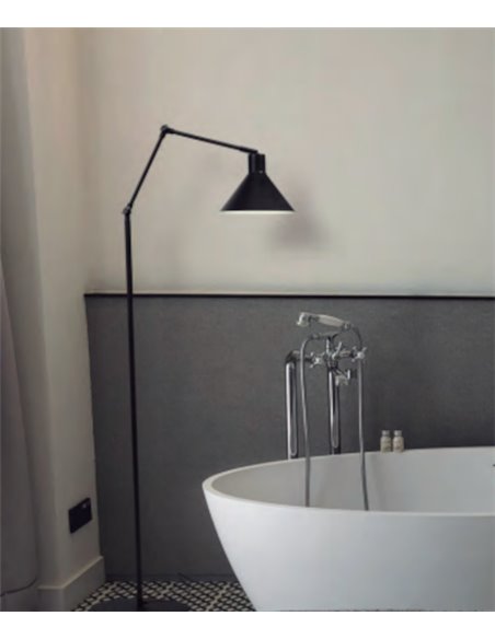 Lámpara de pie Capuchina – Luxcambra – Estilo industrial negro, lámpara articulable