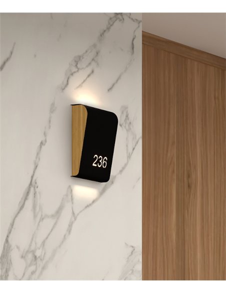 Lámpara señalética Sutil – Pujol – Aplique moderno LED customizable, Lámpara para hoteles