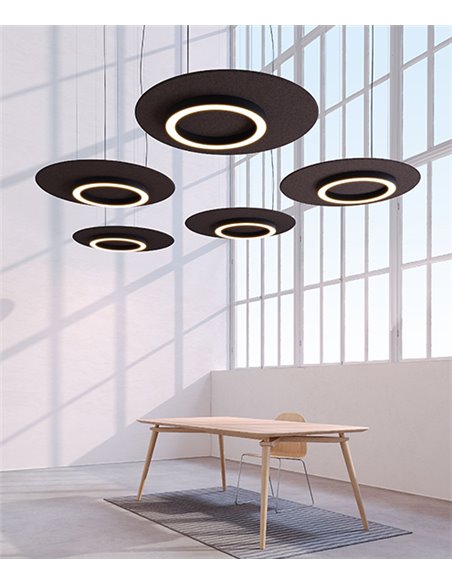 Lámpara colgante Siwi – Luz Negra – Disponible en 2 tamaños, lámpara acústica en 5 colores, pantalla de fieltro PET