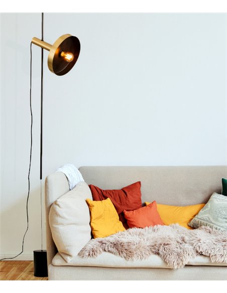 Lámpara colgante y de pie Whizz - Faro - Diseño industrial en negro y dorado