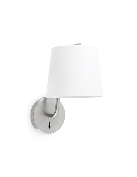 Aplique de pared Berni – Faro – Iluminación ambiental, pantalla de tela blanca