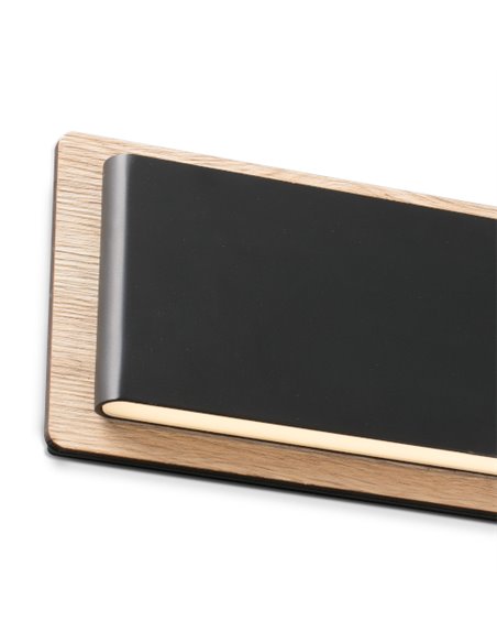 Aplique de pared moderno LED 3000K negro+madera - Mood - Faro