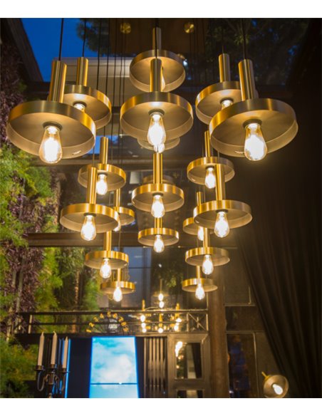 Colgante de techo industrial negro/oro - WHIZZ - Faro