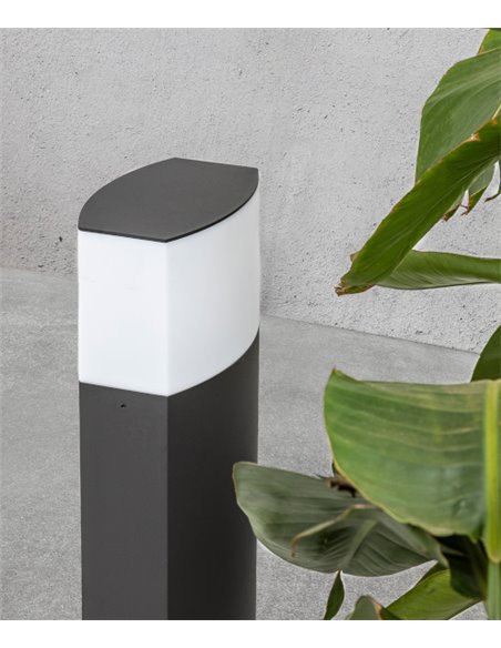 Baliza Datna - Faro - Lámpara de exterior sobremuro en gris oscuro, IP44, 2700K