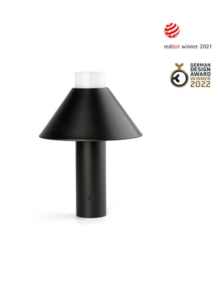 Lámpara portátil negra Fuji – Faro – IP44 con batería recargable, brillo ajustable, táctil