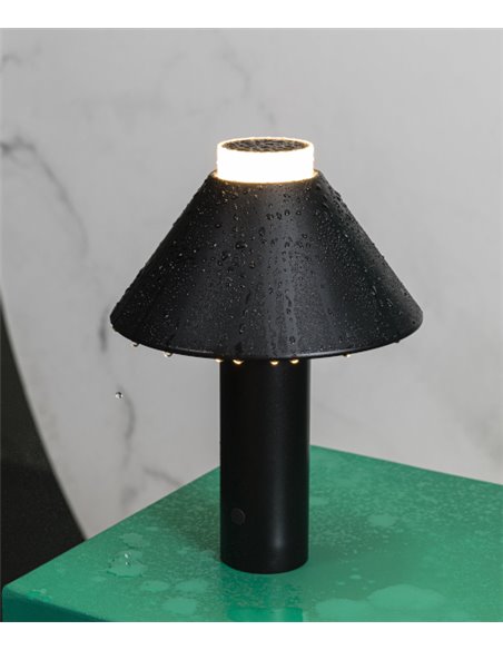 Lámpara portátil negra Fuji – Faro – IP44 con batería recargable, brillo ajustable, táctil