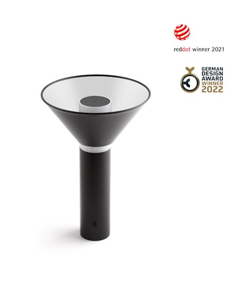 Lámpara portátil negra Fuji – Faro – IP44 con batería recargable, brillo ajustable, táctil