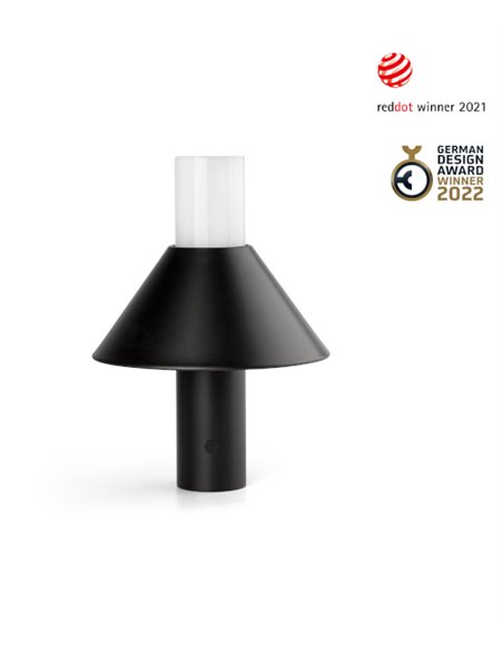 Lámpara portátil negra Fuji – Faro – IP44 con batería recargable, brillo ajustable, táctil