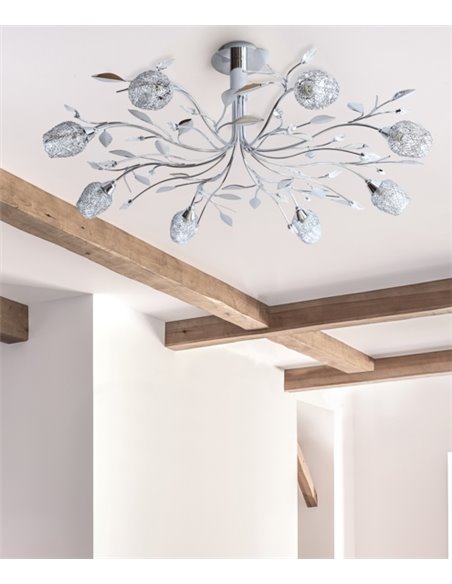 Lámpara de techo Adriana – IDP Lampshades – Lámpara de metal cromo, 8 luces