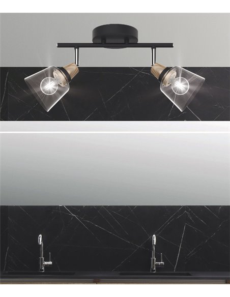 Lámpara de techo Indigo – AJP – 2 focos orientables de cristal