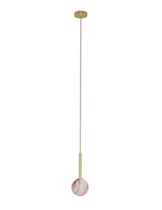 Lámpara colgante Royal Simple - Robin - Lámpara dorada con pantalla esférica de alabastro 2