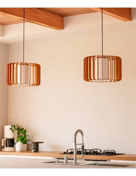 Lámpara colgante Viva - FORLIGHT - Lámpara decorativa de madera clara, Ø 40 cm