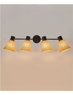 Aplique de pared Nature 4 - FORLIGHT - Lámpara de con 4 pantallas de ratán orientables