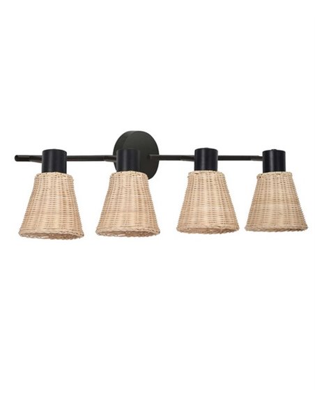 Aplique de pared Nature 4 - FORLIGHT - Lámpara de con 4 pantallas de ratán orientables