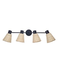 Aplique de pared Nature 4 - FORLIGHT - Lámpara de con 4 pantallas de ratán orientables 2