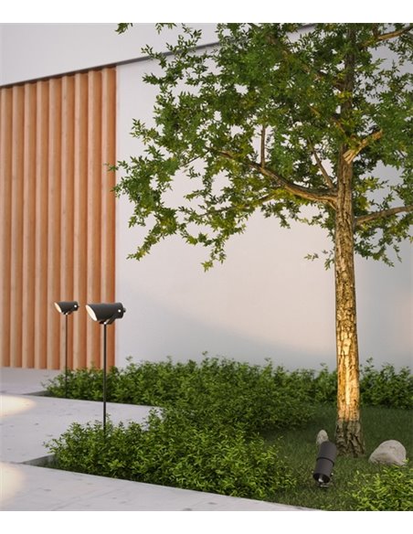 Lámpara con estaca Ousia - FORLIGHT - Lámpara de exterior negra, IP65