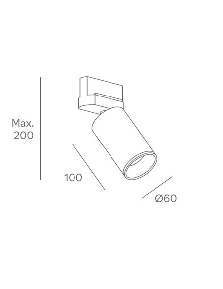 Proyector de carril Luvo - FORLIGHT - Lámpara orientable GU10 en blanco o negro