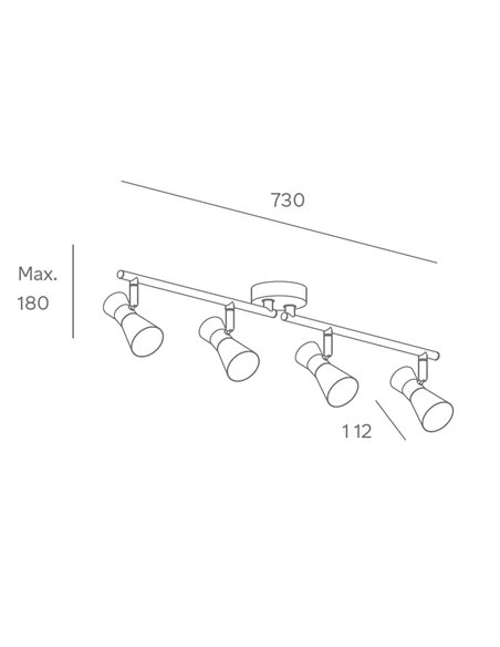 Plafón de techo Eufo - FORLIGHT - Lámpara lineal con 4 focos orientables