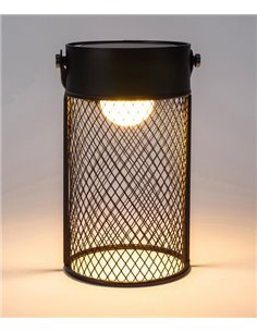 Lámpara portátil solar Rorer - FORLIGHT - Lámpara jaula negra, LED regulable