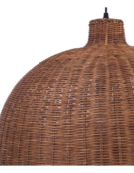 Lámpara colgante Cortic - FORLIGHT - Diseño boho chic, pantalla de ratán marrón