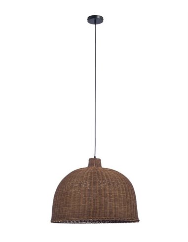 Lámpara colgante Cortic - FORLIGHT - Diseño boho chic, pantalla de ratán marrón