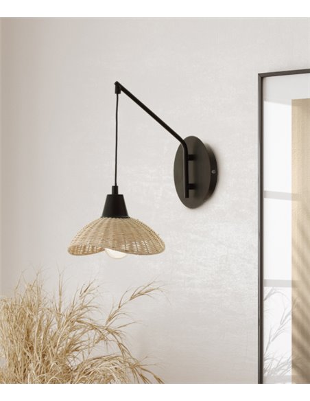 Aplique de pared Kasteli - IDP Lampshades - Lámpara de pared colgante de mimbre