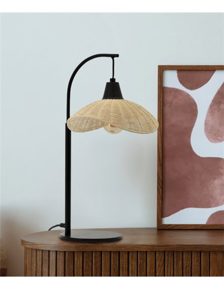 Lámpara de mesa Kasteli - IDP Lampshades - Lámpara boho chic natural de mimbre