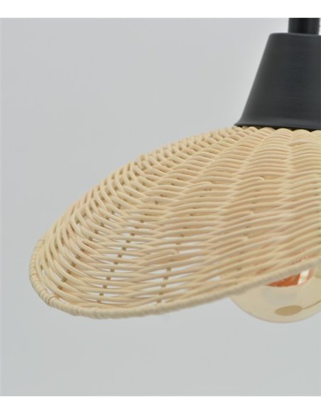 Lámpara colgante  Kasteli - IDP Lampshades - Diseño lineal con 3 luces, lámpara de mimbre